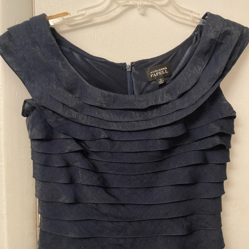 Adriana Papel Navy Sheath  Size 10